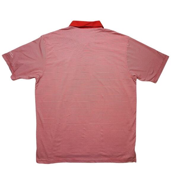 Peter Millar Summer Comfort Golf Polo Red White Stripe Dove Mountain Logo XL - Picture 2 of 10